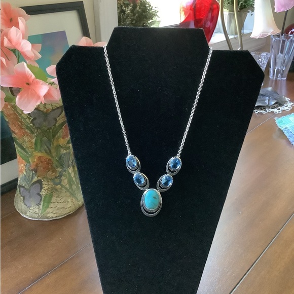 Fashion Jewelry Blue Stones Beautiful Necklace. - Picture 9 of 9